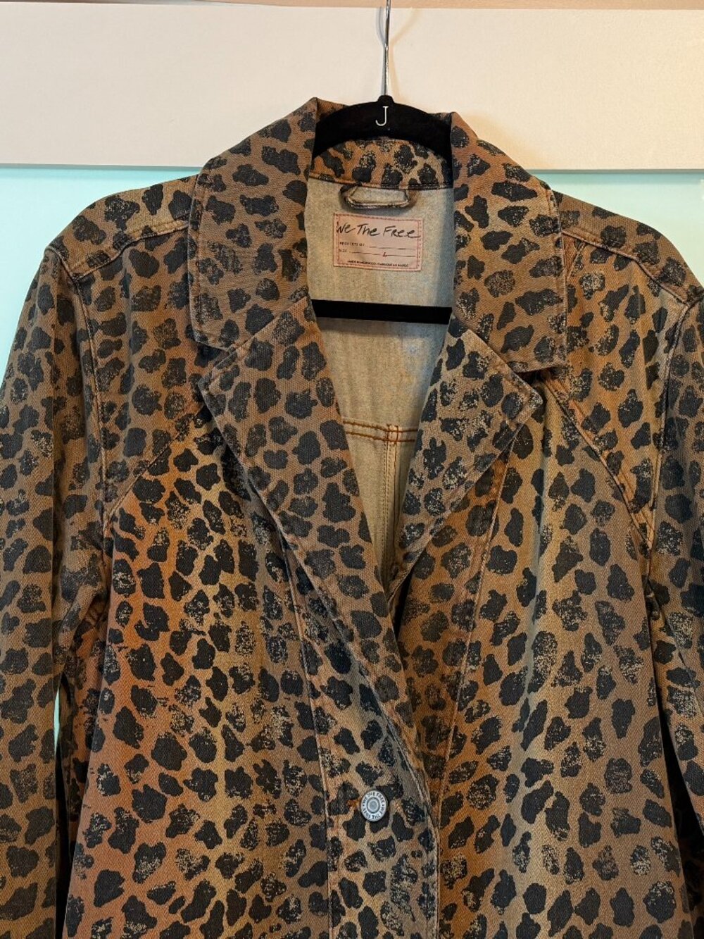 NWOT - Free People - We The Free Monique Denim Duster - Cheetah - Sz Large - Picture 6 of 8